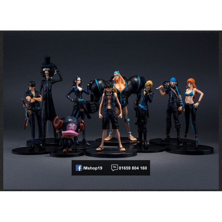 Bô 9 mô hình băng Luffy mũ rơm áo đen - One piece gold