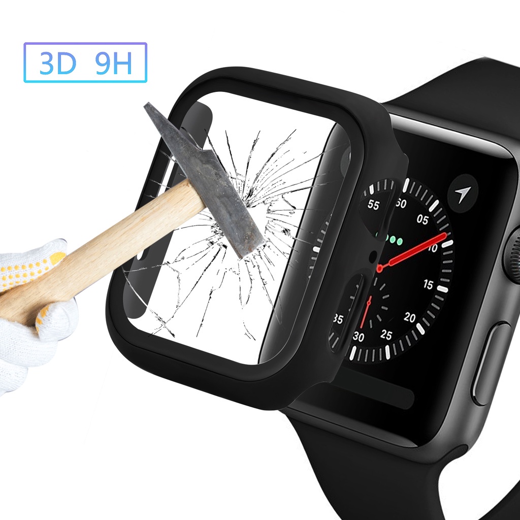 Ốp Điện Thoại Mặt Kính Cường Lực Cứng Họa Tiết Sợi Carbon Nhám Cho Apple Watch Series 7 6 5 SE 4 3 2 45mm 41mm 40mm 44mm 38mm 42mm