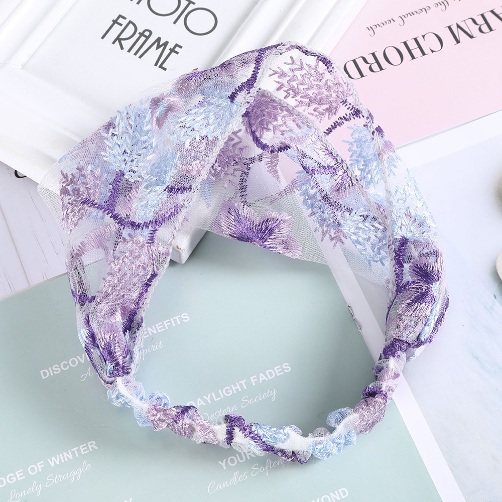 Băng Đô Ren Thêu Hình Hoa Văn Phong Cách Hàn Quốc 8 Màu Bắt Mắt Dành Cho Nữ