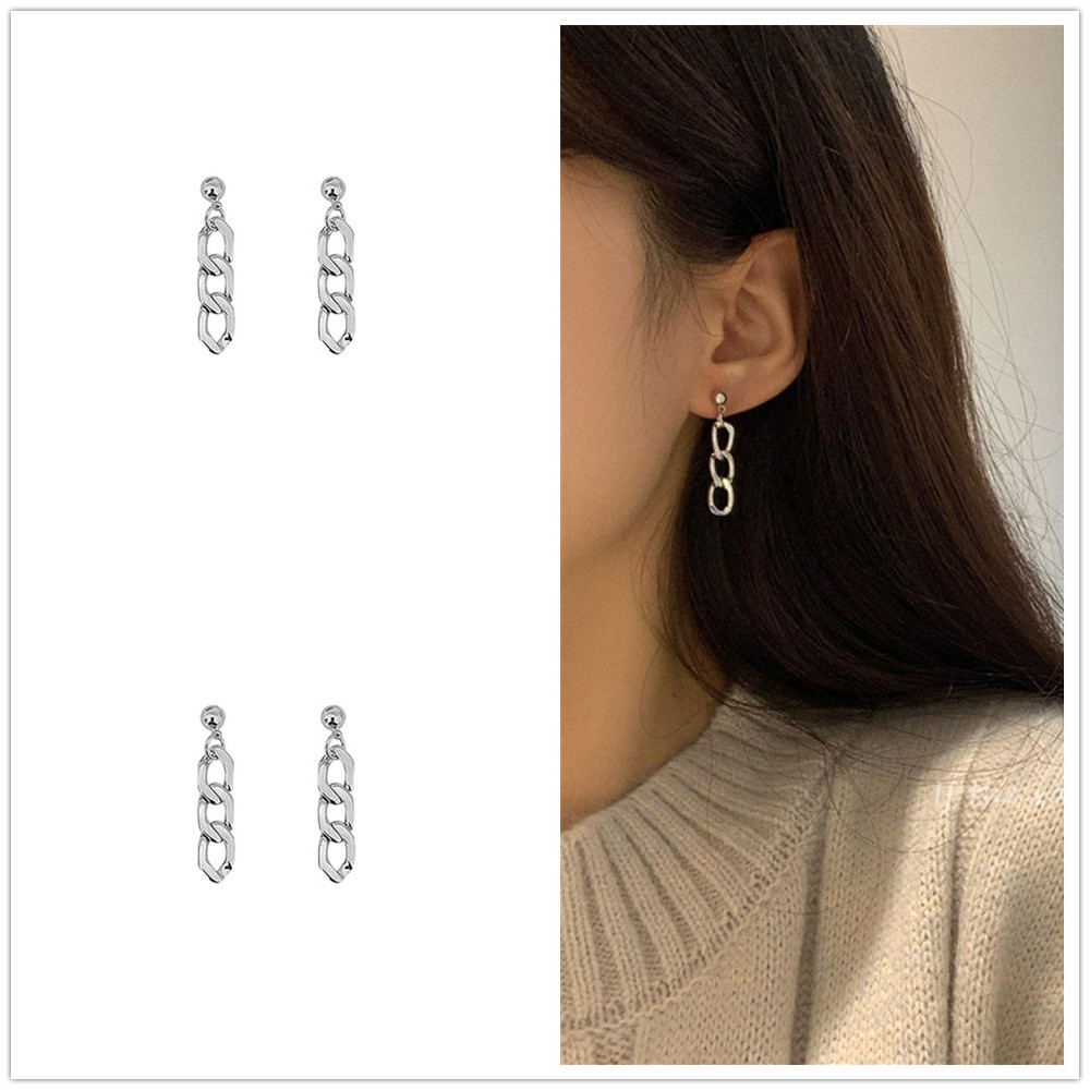 Khuyên tai dáng dài dạng chuỗi xích thời trang hip hop