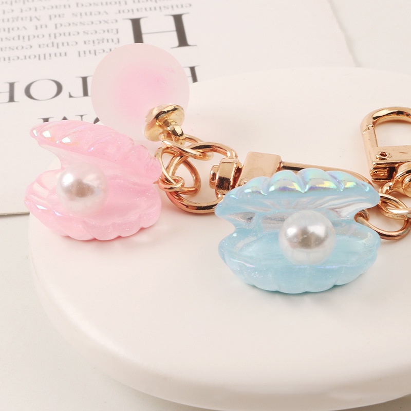 Móc Khóa Hình Vỏ Sò Đính Ngọc Trai Nhiều Màu Sắc Dễ Thương