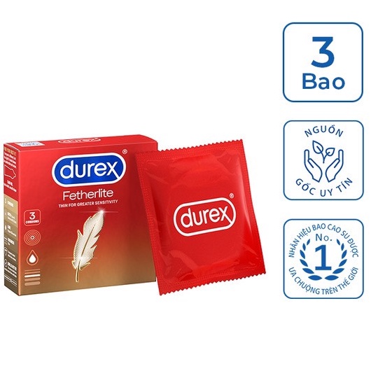 Bao cao su SIÊU MỎNG CẢM GIÁC THẬT Durex Fetherlite
