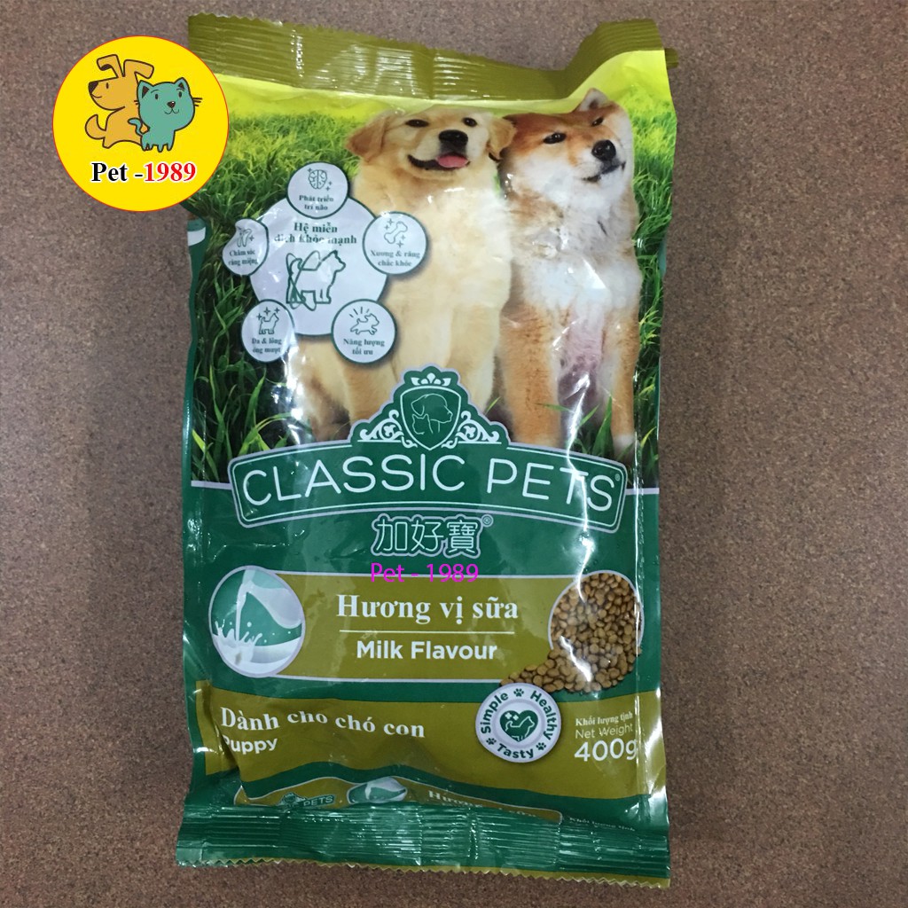 Thức ăn chó con Classic Pets - túi 400g Hương Vị Sữa &lt; Pet-1989 &gt;