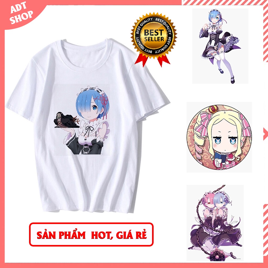 BST Áo Thun Ngắn Tay In Hình Nhân Vật Anime Rezero Ram And Rem unisex nam nữ độc đẹp giá rẻ
