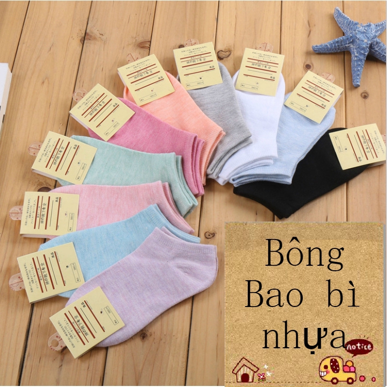 Vớ cotton cổ ngắn thiết kế dễ thương cho nữ