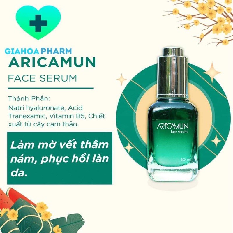 Serum Aricamun Face Serum 30ml - Hyaluronic Acid 1.5% cấp ẩm, mờ thâm nám, phục hồi da, chống lão hóa [arica]
