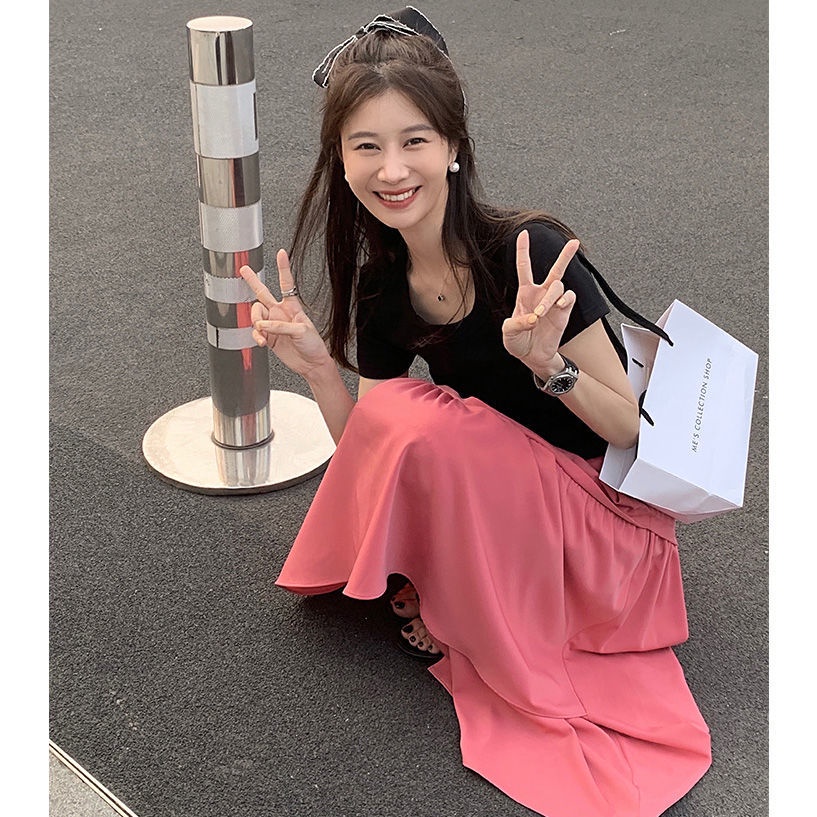 Áo Thun Tay Ngắn Cổ Chữ U Màu Trơn Phong Cách Thời Trang Hàn Quốc Mới 2022