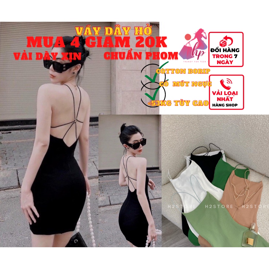 Váy đầm nữ 2 dây dáng ngắn body đan phối khoen màu đen thun gân sexy dự tiệc sang chảnh hàn - mã VD146 | BigBuy360 - bigbuy360.vn
