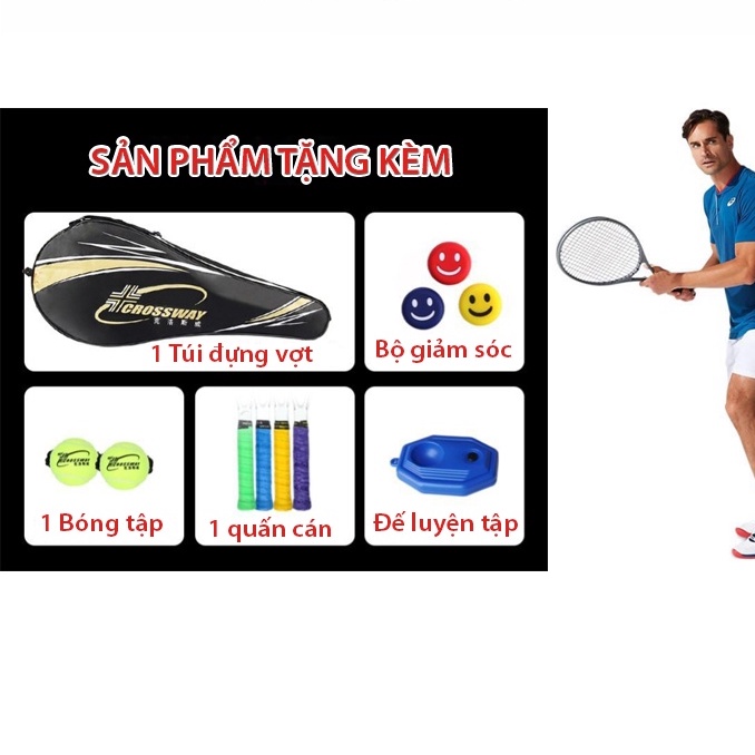 Vợt tennis sợi carbon cao cấp W202 chuyên nghiệp quà tặng phụ kiện kèm đế bóng tập luyện