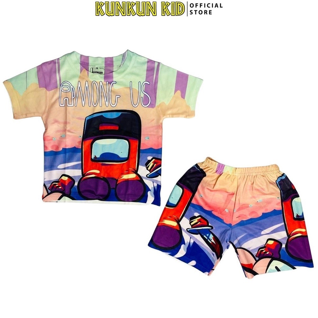 Quần áo trẻ em thun lạnh Kunkun Kid TP659 in 3d hình Among Us