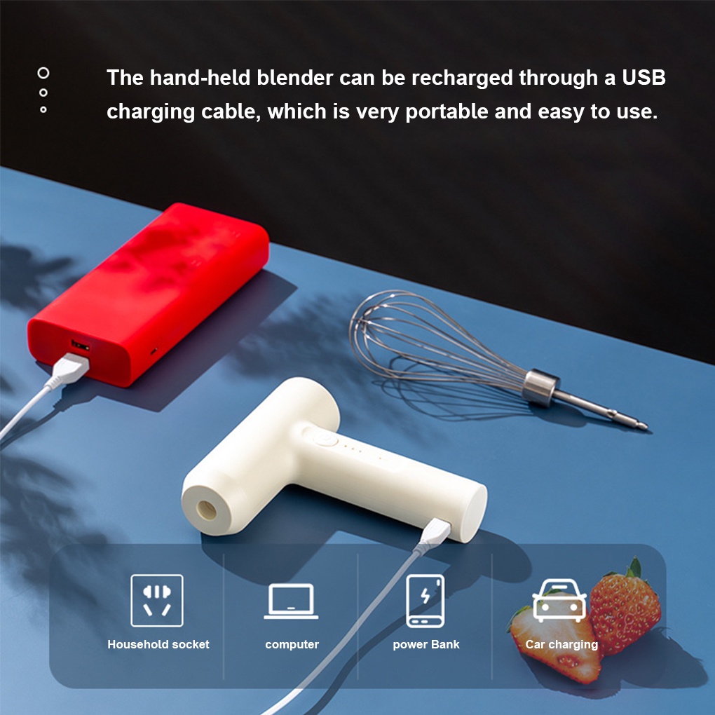 Egg Beater 20W Electric Handheld Egg Whisk Kitchen Rechargeable Cream Blender Mixer