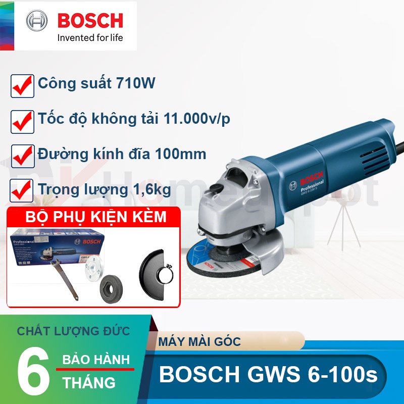 MÁY MÀI_Máy mài góc GWS 6-100 S (công tắc đuôi) BOSCH: 710W