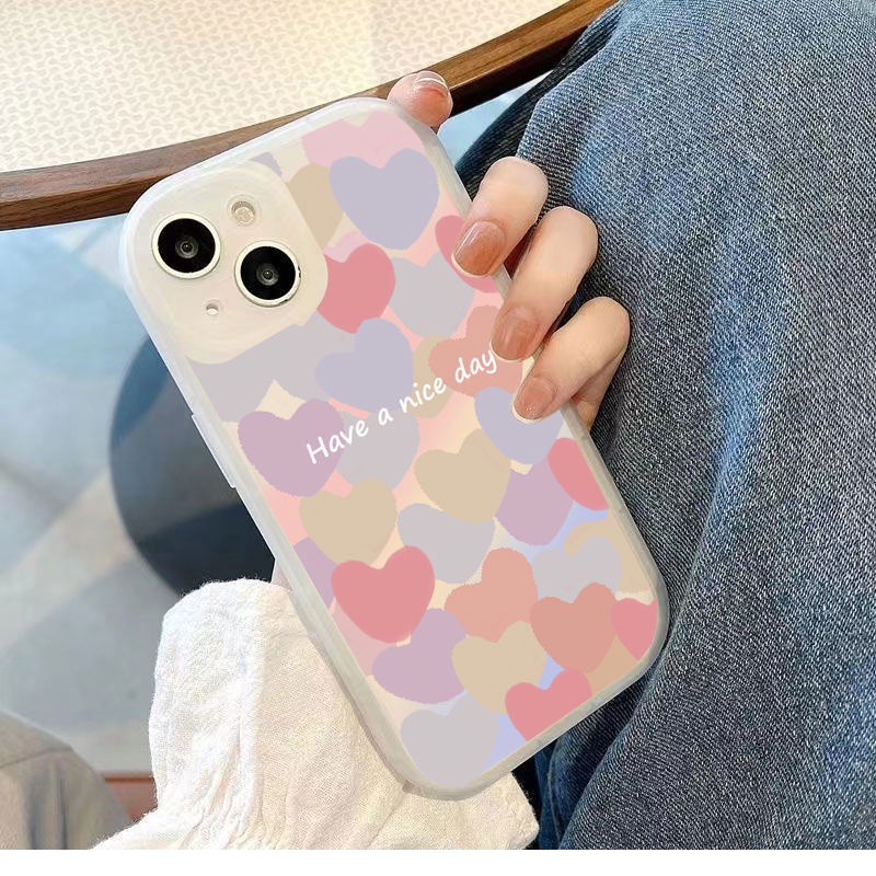 Ốp Điện Thoại Silicon In Hình Gấu Và Trái Tim Nhiều Màu Sắc Cho Iphone 11Pro xs max X XR 7 8plus 13 12