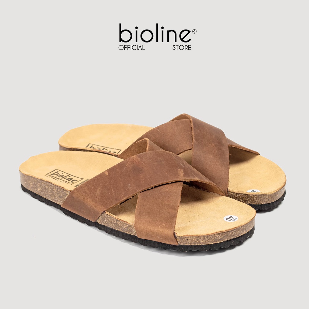 [DA BÒ THẬT] D03-Dép da bò thật nguyên tấm, đế trấu Unisex Birken Bioline Unisex
