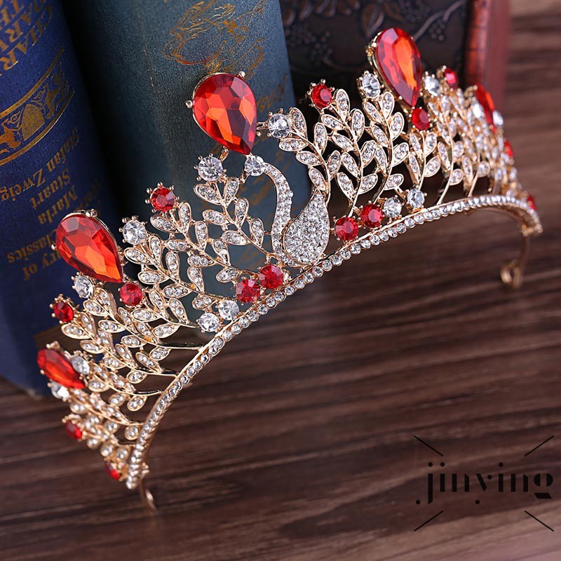 GETNOIVAS ❤S Wind  Swan Tiara Design Pearl Crown Wedding Party Hair Silver Crystal Bride Hair Accessories