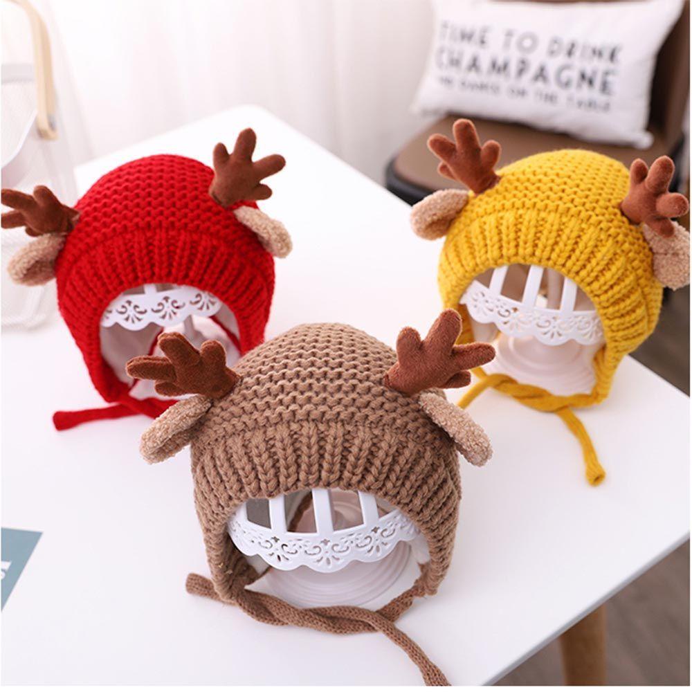 SUMU Mũ Beanie Hình Sừng Hươu Mềm Mại Dễ Thương