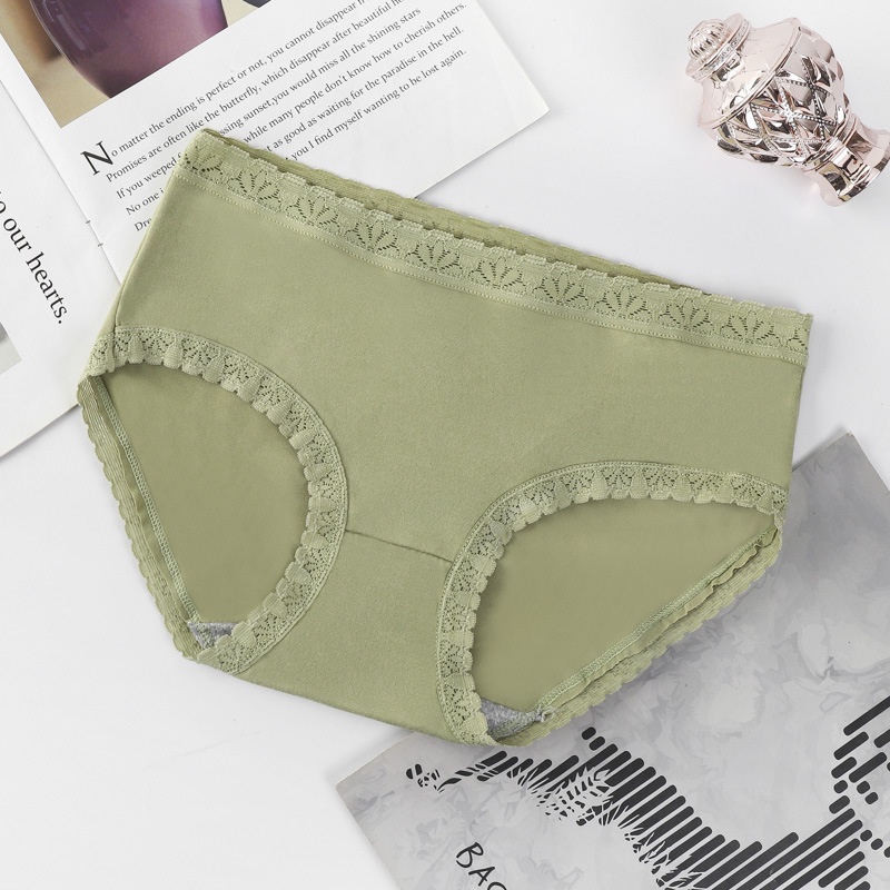 Quần Lót Cotton Màu Trơn Lưng Vừa Dễ Thương Cho Nữ
