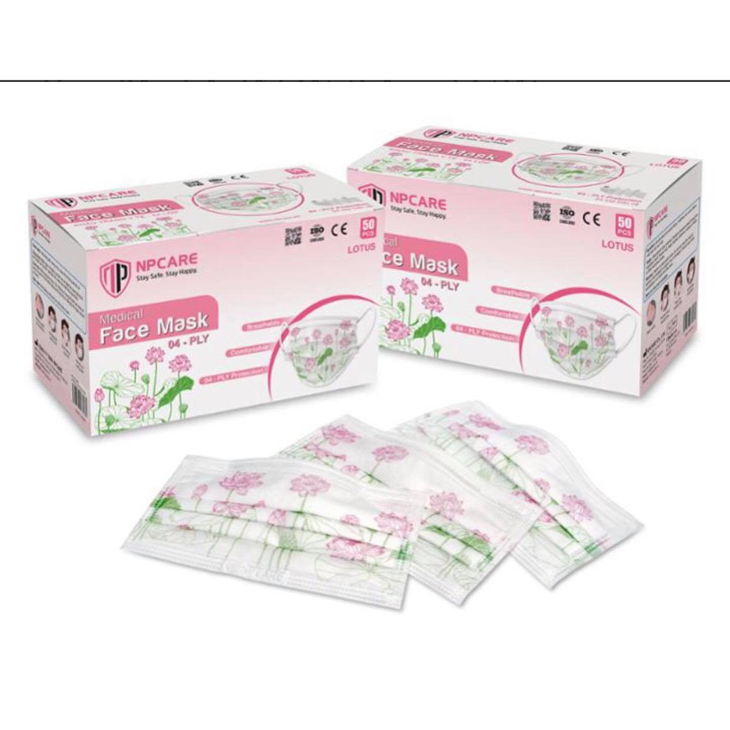 [Giá Sỉ] Hộp 50 cái khẩu trang y tế 4 lớp họa tiết NP CARE