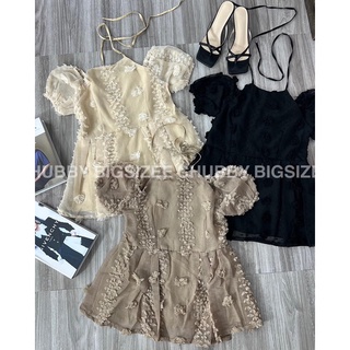 [ CHUBBY BIGSIZE ] SET CỔ YẾM HOA NỔI