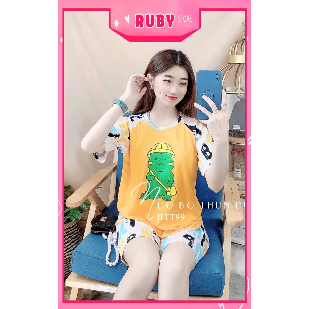 Đồ bộ thun quần đùi cho nữ mặc nhà chất vải mềm mát in hoạt hình dễ thương BTT99