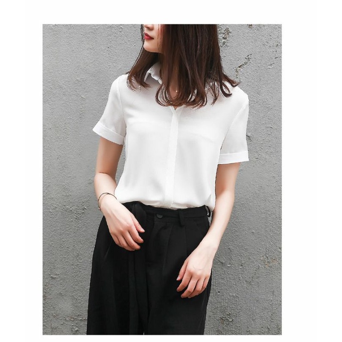 Áo Sơ Mi Nữ Tay Ngắn Vải Voan Mềm Mịn Ulzzang
