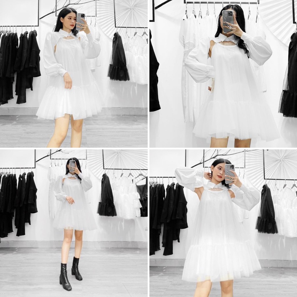 Modesty - Váy 2 dây lưới tay rời Shulle Dress