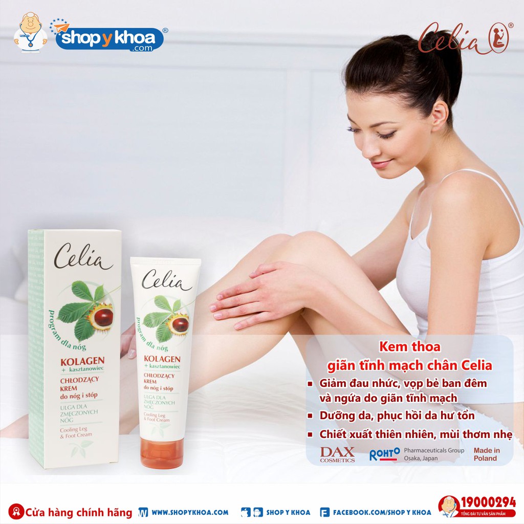 Kem thoa giãn tĩnh mạch chân Celia 100ml, Made in Poland, Date 02.2024