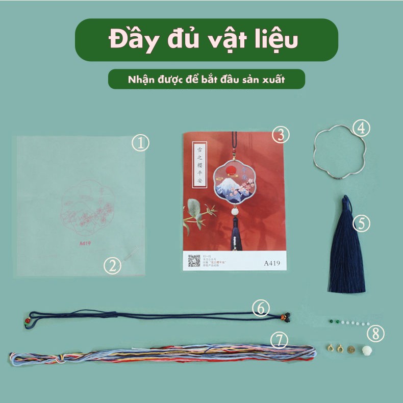 DIY BỘ KIT Hàng Đánh Phụ Kiện Làm Dấu Sách Họa Tiết Thêu Xinh Xắn Quà tặng mặt dây chuyền thêu tay ô tô