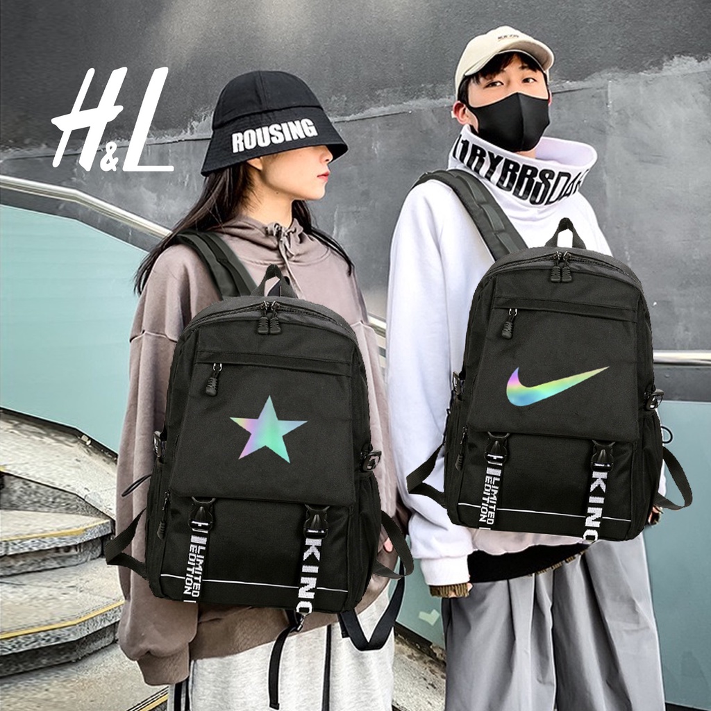 Balo Đi Học Ulzzang Thời Trang Korea Style Logo Phát Sáng, Có Ngăn Chống Sốc Laptop Chống Nước Dùng Đi Chơi & Du Lịch