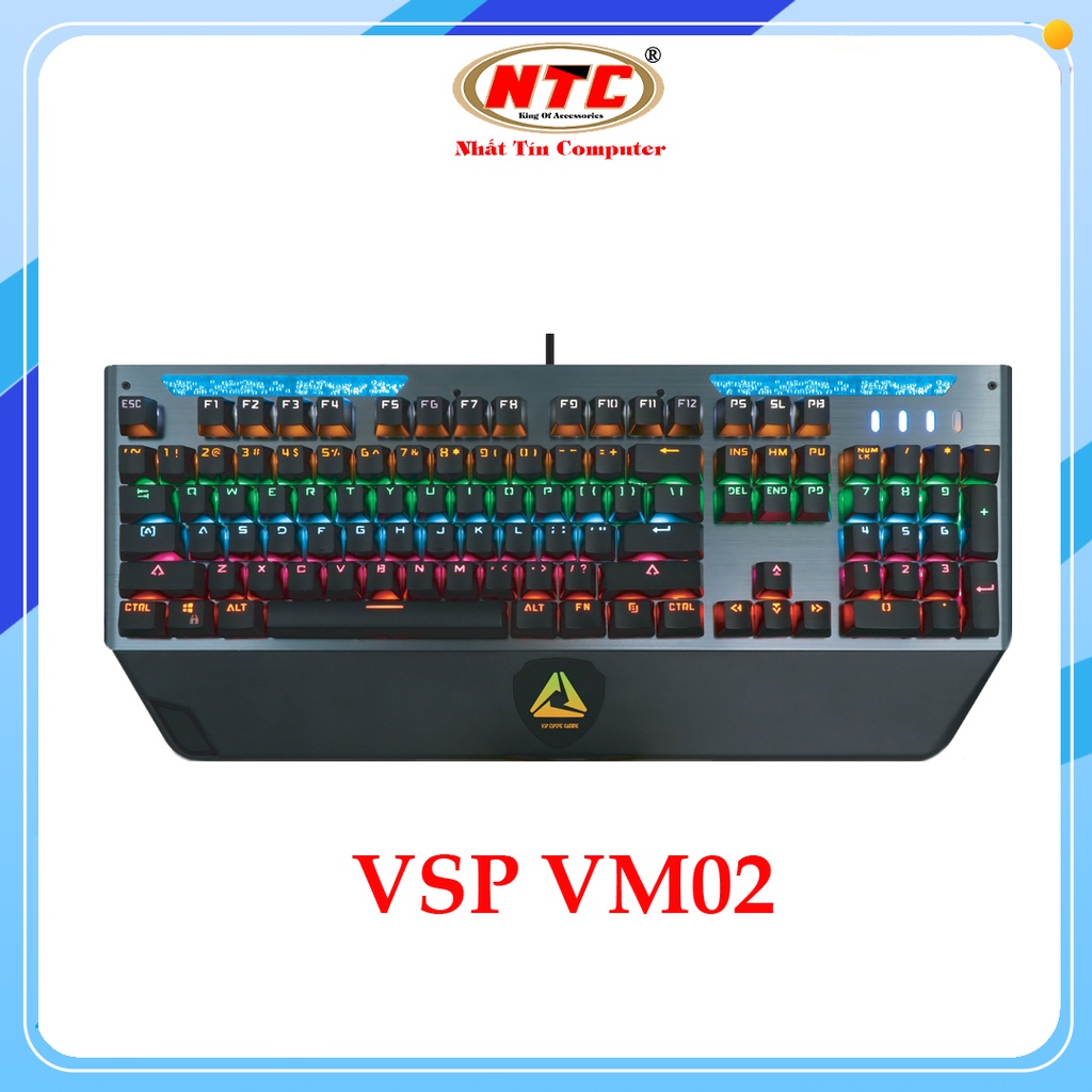 Bàn phím Cơ Gaming VSP Esport VM02 - 9 chế độ Led, Anti Ghost 26 phím (Đen) - Nhất Tín Computer