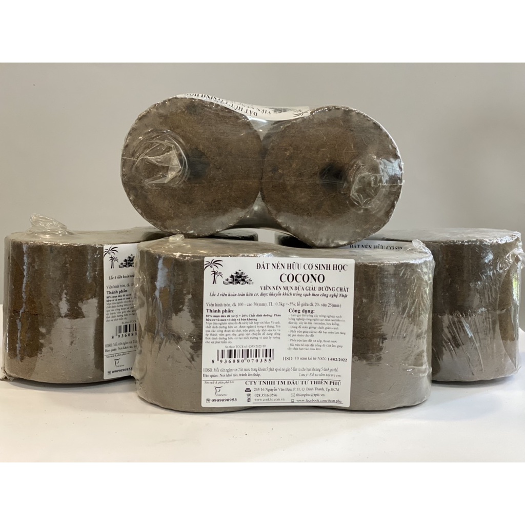Đất nén Hữu Cơ COCONO (VIÊN NÉN MỤN DỪA GIÀU DƯỠNG CHẤT) BÁNH TRÒN LỚN 250Gr, Dùng Trồng Hạt Giống Rau Củ Quả, Hoa Hồng