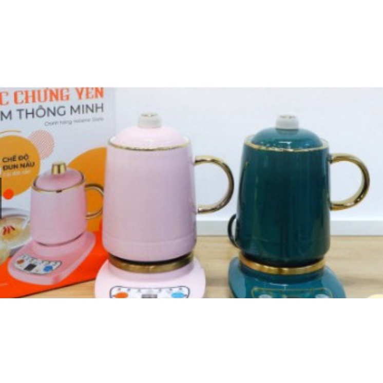 Cốc chưng yến, ly chưng yến kèm đế điện đa năng - Thố chưng yến - MÀU XANH CỔ VỊT