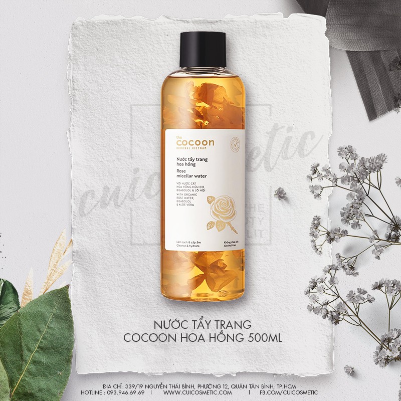 Nước Tẩy Trang Cocoon Hoa Hồng Cocoon 500ml dành cho da khô
