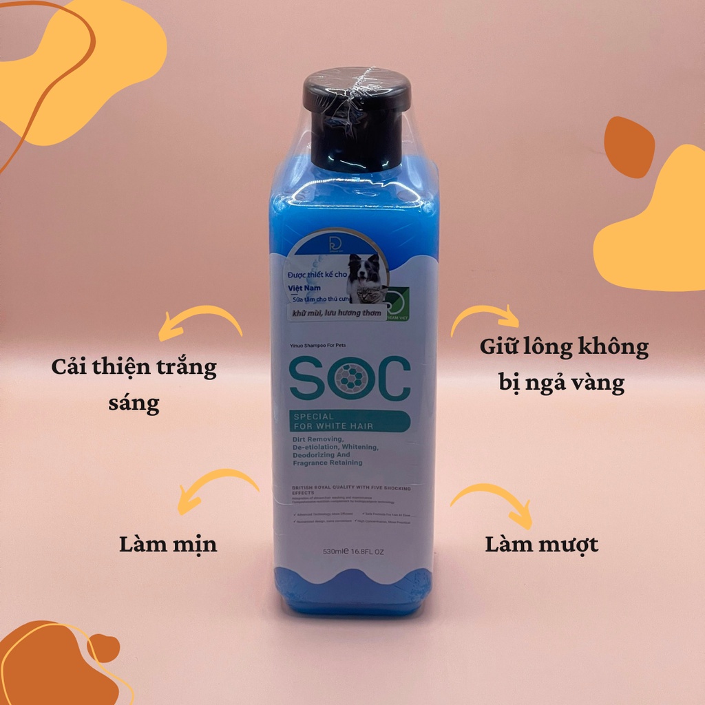 Sữa tắm cho chó SOC 530ml poodle, lông trắng, lông tối màu - Sữa tắm chó mèo