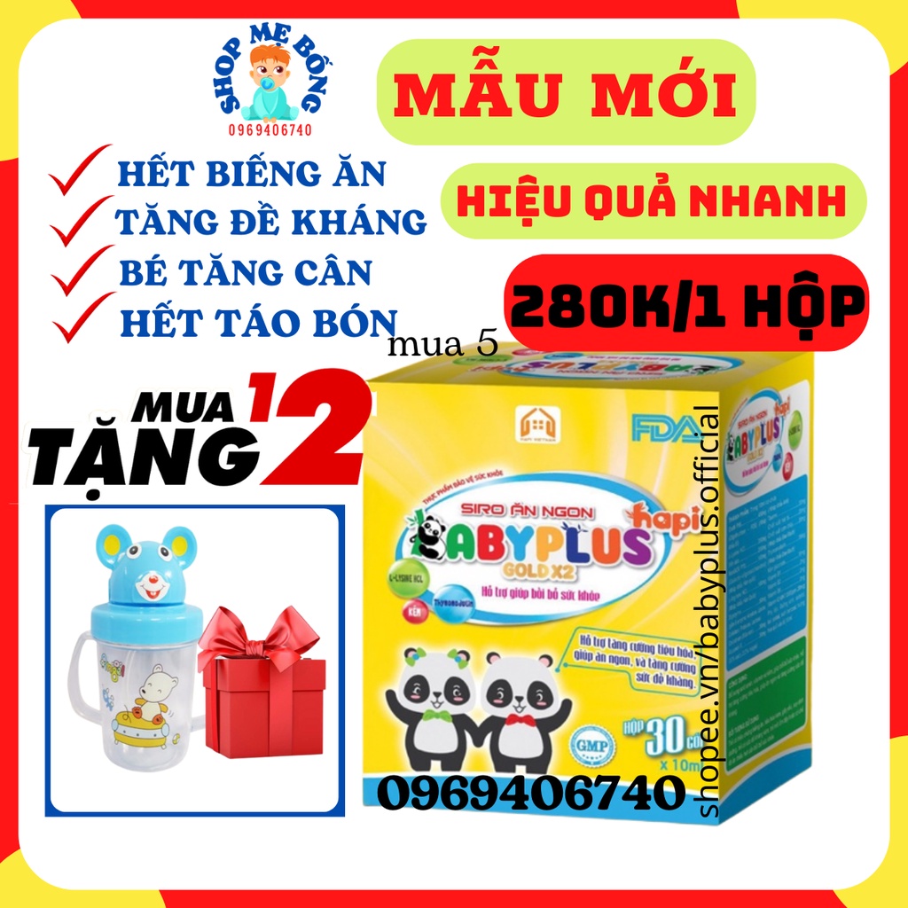 Siro Ăn Ngon Baby plus babyplus Giúp Bé Hết Biếng Ăn Hết Táo Bón Cải Thiện Hệ Tiêu Hoá Tăng Cân Tự Nhiên 1 Hộp 30 Gói
