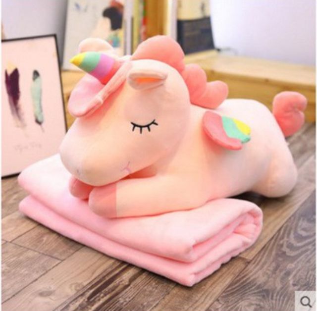 Bộ chăn gối văn phòng ngựa pony, thỏ mặc áo