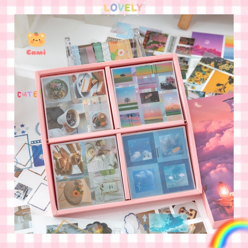 Set 25 tấm sticker post card dán tường, trang trí sổ, phong cách vintage/thiên nhiên