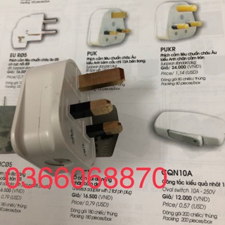 Phích cắm 3 chấu LiOA tiêu chuẩn châu Âu kèm cầu chì 13A bên trong