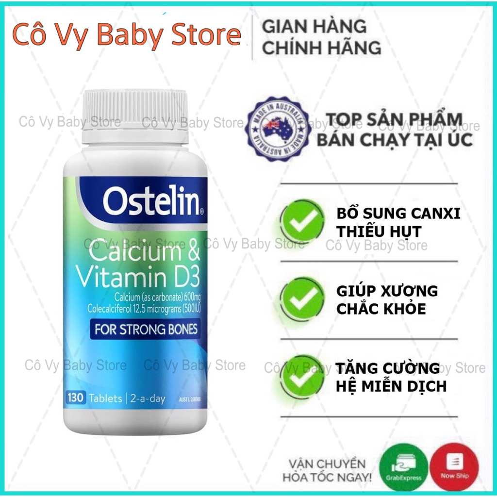 Canxi & vitamin D Ostelin Úc cho bà bầu (130 viên)