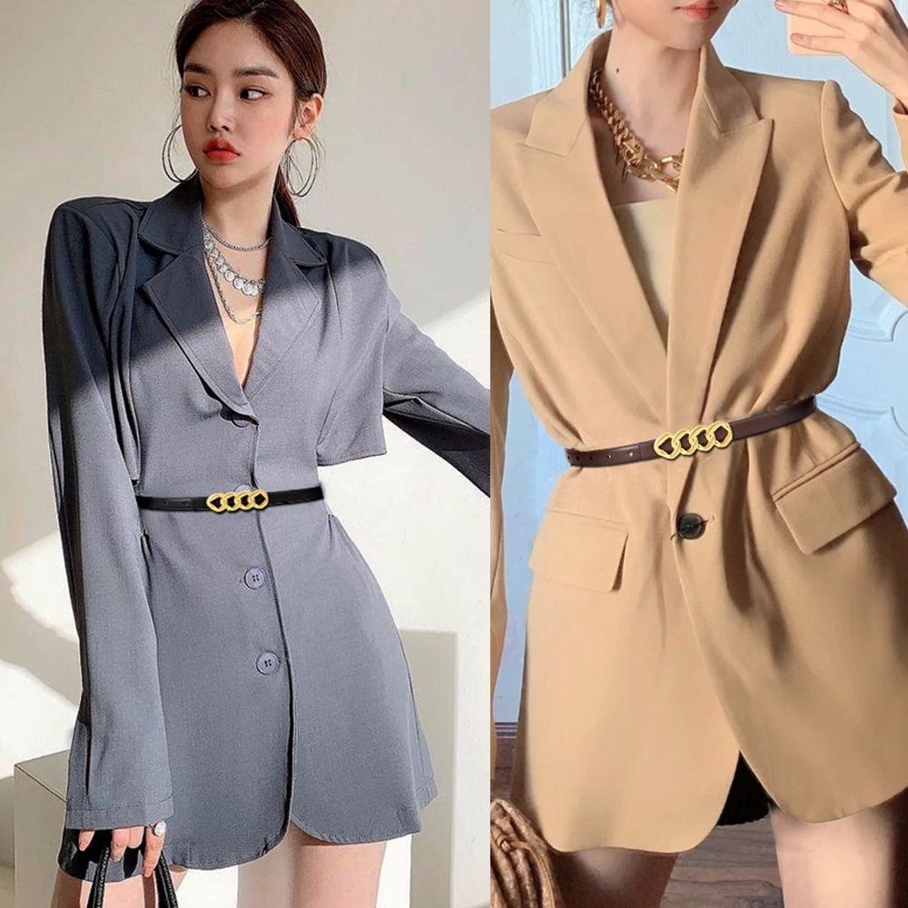 MOCHO Thắt Lưng Da PU Khóa Kim Loại Phong Cách Cổ Điển Cho Nam Và Nữ