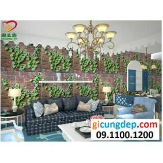 14m (7m2) Giấy dán tường dây leo gạch cũ