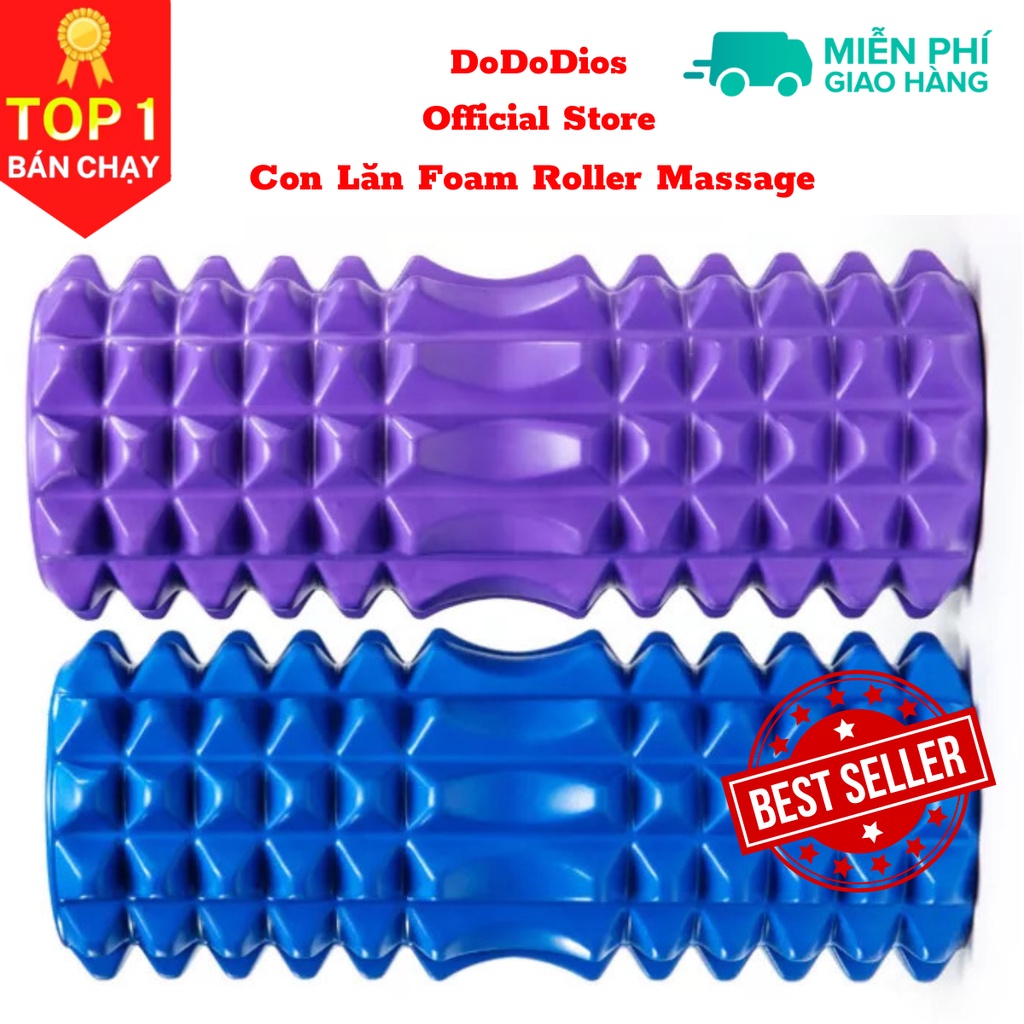 Con Lăn Yoga DoDoDios Massage Foarm Roller giúp Giãn Cơ Có Gai Cao Cấp Màu Xanh Dương