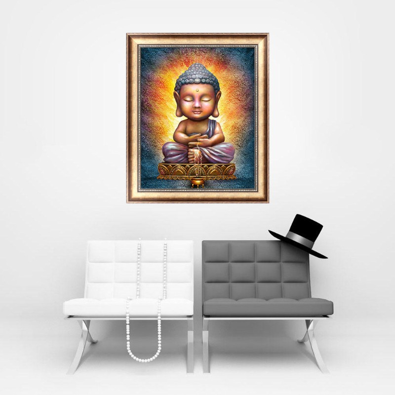 Tranh Thêu Chữ Thập Đính Đá Kim Cương 5d Hình Đức Phật Trang Trí Nhà Ở / Văn Phòng