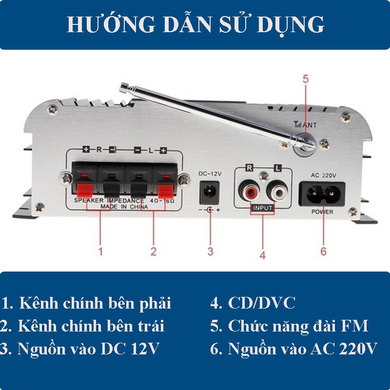 Âm Ly Karaoke Bluetooth Mini Kentiger HY 803 Sử Dụng Điện Áp 220V/12V Tiện Lợi Cho Âm Thanh Tuyệt Hảo