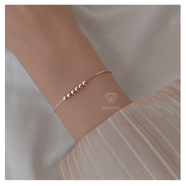 Lắc tay bạc đính bi tròn vòng tay mạ vàng hàng hộp sang trọng Bella925 S010