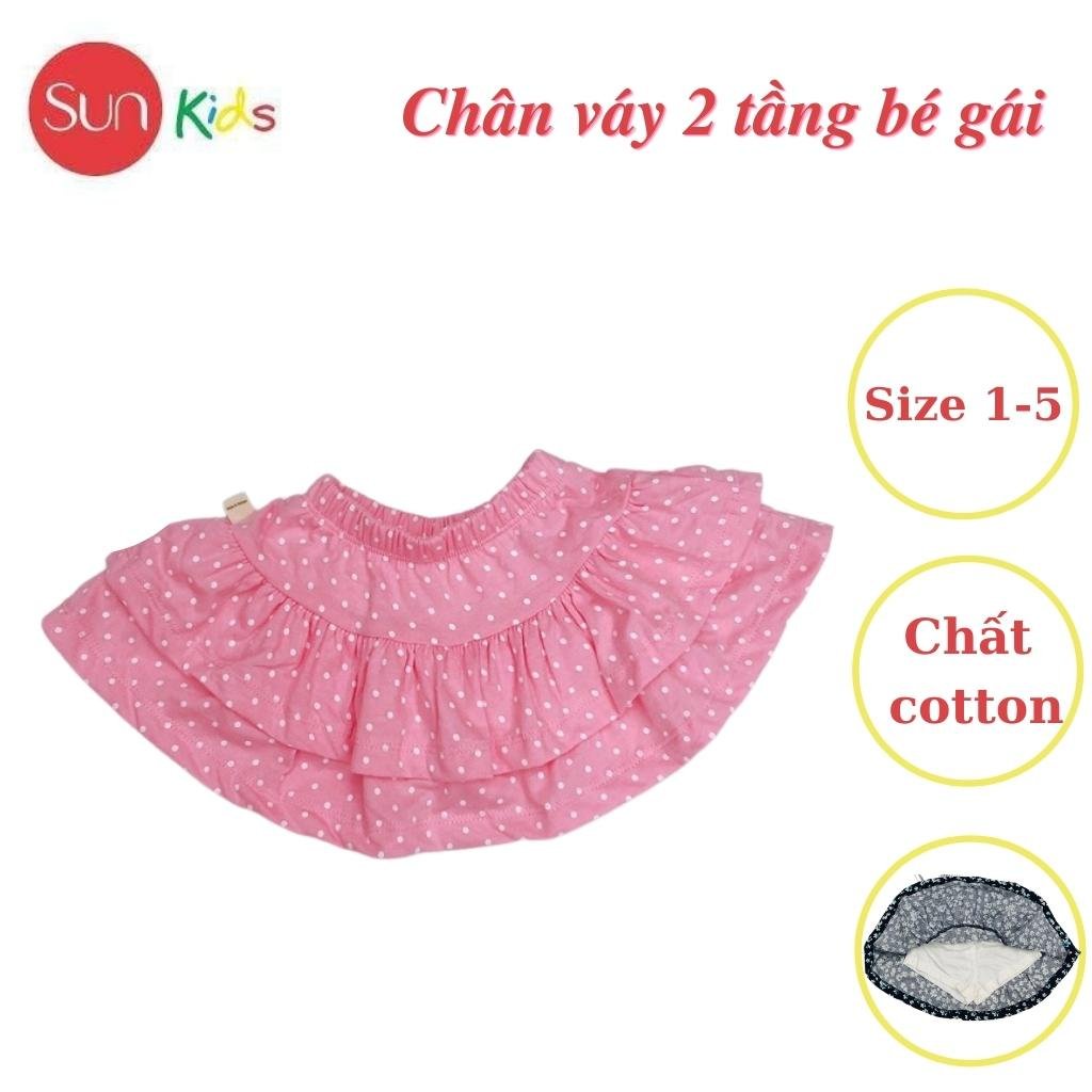 Chân váy cho bé, đầm bé gái 2 tầng, chất cotton, có quần đùi trong, size 1-5 - SUNKIDS