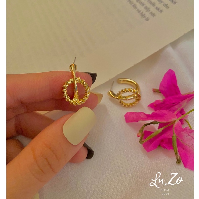 khuyên tai hình tròn lồng nhau cá tính BT02