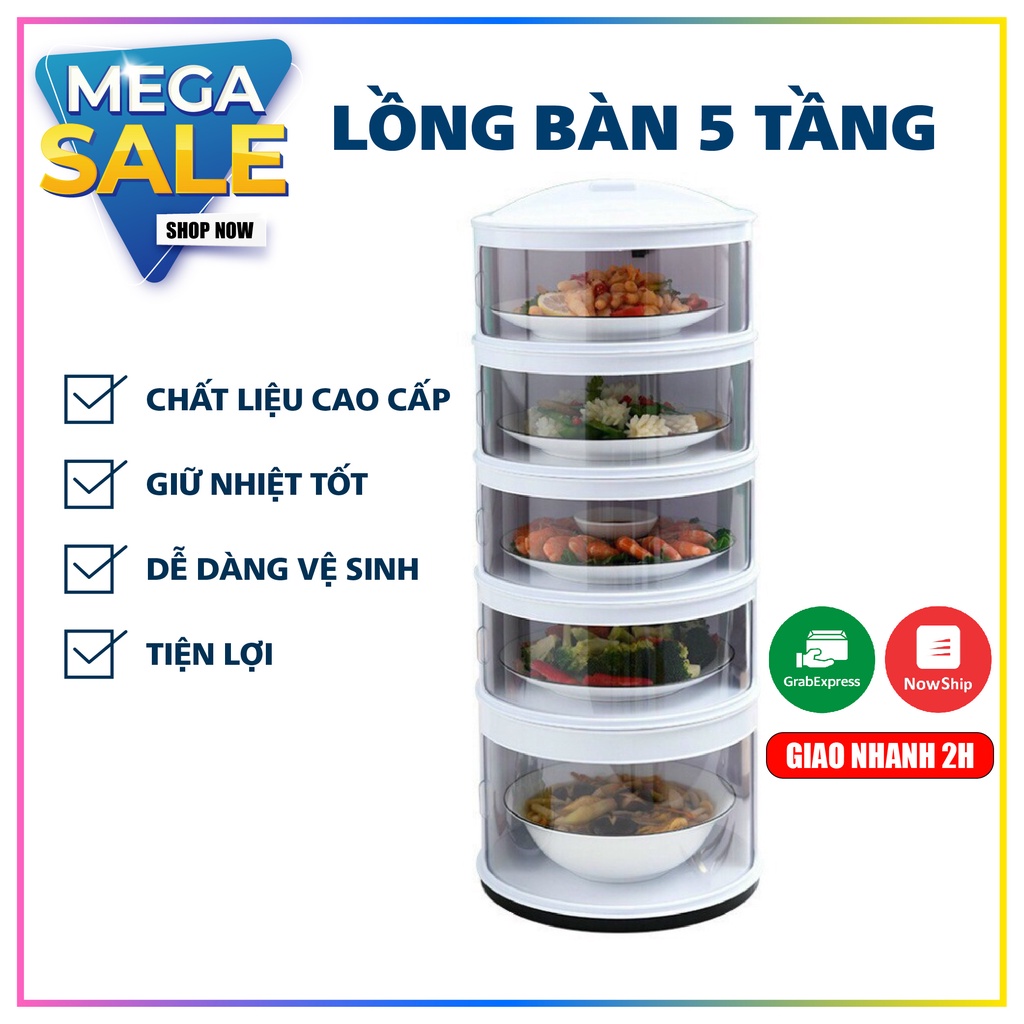 Lồng bàn 5 tầng Cách Nhiệt, Nắp đậy Thức ăn Bụi Chống Ruồi, muỗi, hàng dày dặn XPLUS84