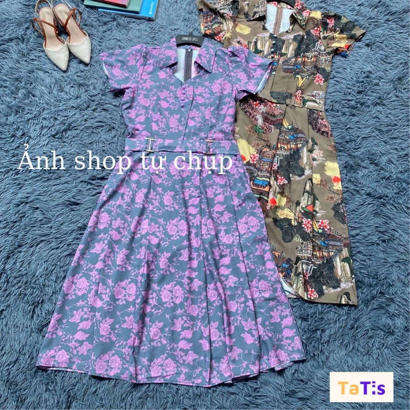 Đầm Trung Niên Thiết Kế Cao Cấp Cho Mẹ Dự Tiệc, Váy Nữ TATIS Tay Ngắn Sang Trọng, Áo Đầm Phụ Nữ Dáng Dài Size Đại.