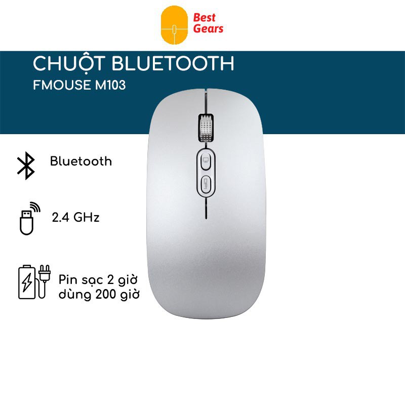 [Chống Ồn Hàng Chính Hãng ] Chuột bluetooth ❤️BEST GEARS❤️ M103 không dây silent tự sạc cho laptop macbook ipad